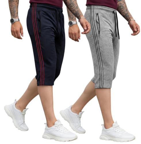 Image of FEEL TRACK Men's Regular Fit Three Fourth Capri (Pack of 2)