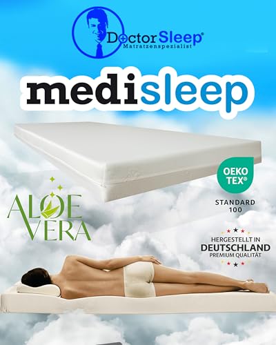 Doctorsleep's günstige Komfort Schaum Matratze Kern 10,5 cm mit Bezug - Milano/AloeVera glatt sehr preiswert, BZW. billig. Härte 2-3 Mittelfest, Größe 90 x 180 cm