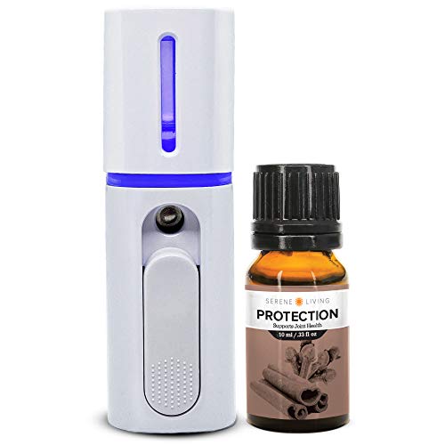 Immuno 2.0 Personal Protection Essential Oil Diffuser + Serene Living Protection Essential Oil Blend 10ml Bundle - Handheld Portable Diffuser for Essential Oils
