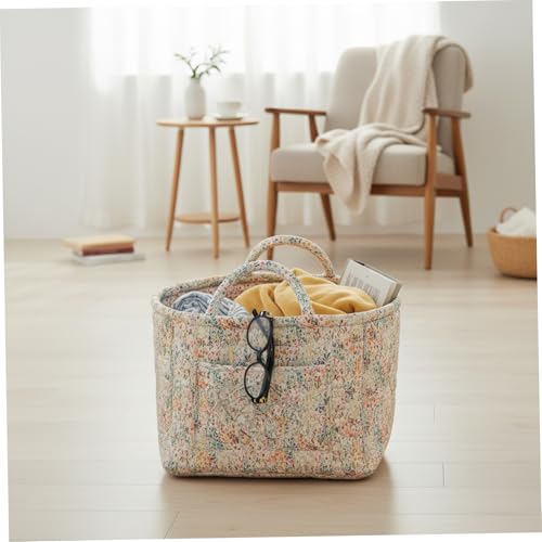 Panier à linge matelassé avec poignées et bac de rangement salon design - 5