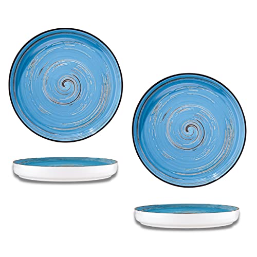 Wilmax - Assiettes plates gourmet SPIRAL - Lot de 2 - Forme originale - Design moderne - Résistantes aux rayures - Polies à la main - Pour un usage domestique - Pour les restaurants - Diamètre 23 cm