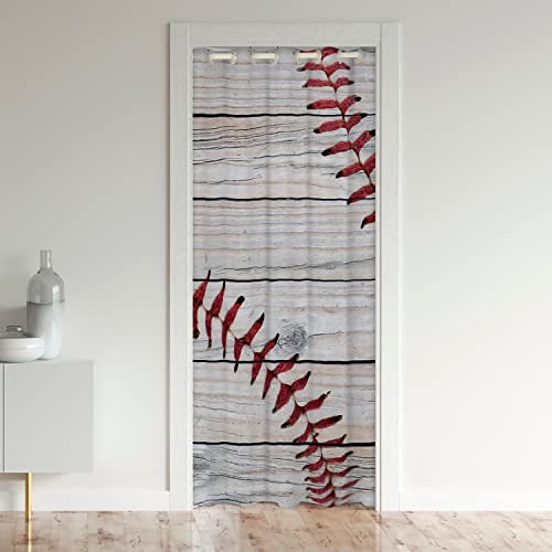 Loussiesd Baseball Blackout Curtains Window Ball Sports Treatments Doorway Curtain Room Darkening Baseball Gaming Blackout Curtains for Doors with Windows132x203cm 1 Panel