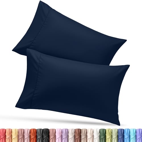 Utopia Bedding Queen Pillow Cases - 2 Pack - Envelope Closure - Soft Brushed Microfiber Fabric - Shrinkage and Fade Resistant Pillow Covers Queen Size 20 X 30 Inches (Queen, Navy)