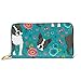 Produktbild JHGFG Mode Handtasche Reißverschluss Brieftasche Boston Terrier Schöne Blumen Telefon Kupplung Geldbörse Abendkupplung Blockieren Leder Brieftasche Multi Card Organizer