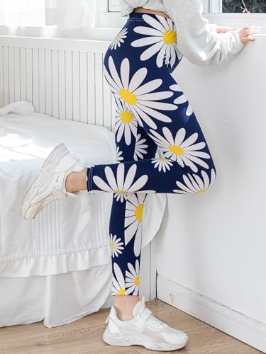 Girls Leggings Daisy Prints Casual Tights Pants Soft Stretch Leggings for Kid Teens Yoga Running Dance Active3