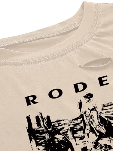 Avanova Women Sun Moon Graphic Distressed Crop Top Oversized Short Sleeve Ripped Tee Shirt3