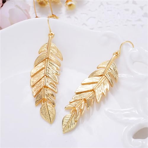 coadipress Bohemian Leaf Earrings for Women Simple Fashion Handmade Boho Long Hanging Gold Silver Rose Gold Tone Feather Dangle Drop Statement Earrings Jewelry Gifts4