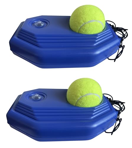 Sapphirem 2 Pack of Pro Solo Impact Tennis Trainer Rebounder Round Rectangular Ball with Practice Elastic Strings Rope for self- Practice Beginners
