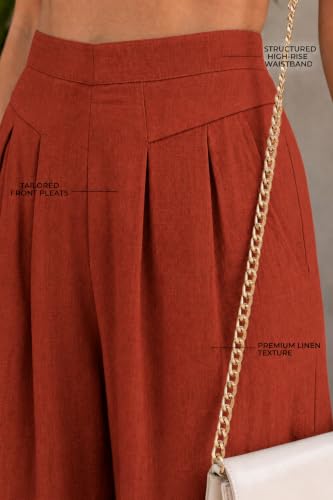 Image of Jawdrobe Women's Pure Cotton Flare Palazzo Pant | Wide Leg Trouser | Casual Office Wear | Relaxed Fit- Semi-Elastic High Waist