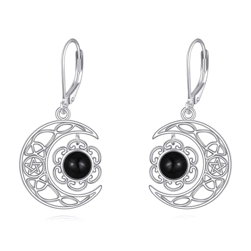 Boucles d'oreilles croissant de lune argent 925 anti-allergie onyx noir
