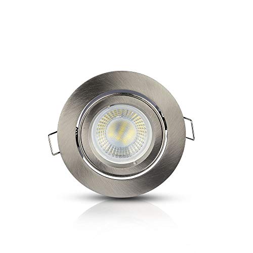 V-TAC Recessed Round Spotlight Holder for Gu10 Attachment, Satin Nickel, 95mm - Image 2