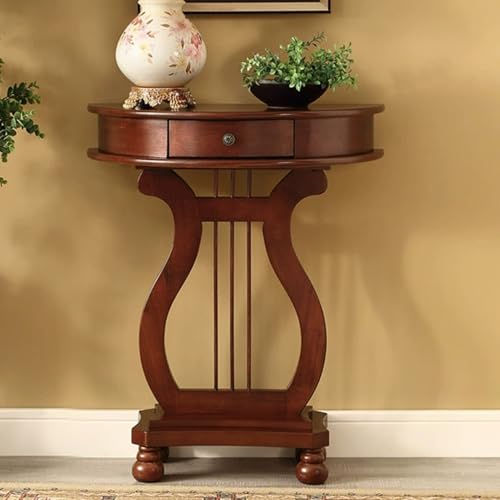 Mesa consola de madera maciza semicircular con cajones para el vestíbulo