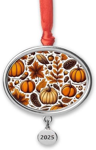 CafePress Thanksgiving Dinner Fall Home Decor Pattern Year Ornament