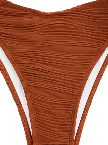 Image of ZAFUL Women Strapless Textured Bandeau Bikini 2 Piece Swimwear Cheeky Solid Lace up Bathing Suits