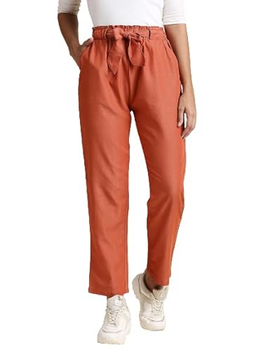 HIGH STAR Women’s Regular Trousers (HSWDPLS1808_34_Orange