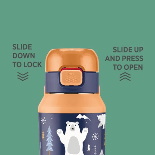 Image of Milton Steel Helio 600 Thermoware Water Bottle 520 ml with One Touch Safety Lock & Twin Lid Sip or Gulp, Long Hours Hot & Cold, Leak Proof, ISI Certified, PU Insulated, for Kids, School, Light Orange