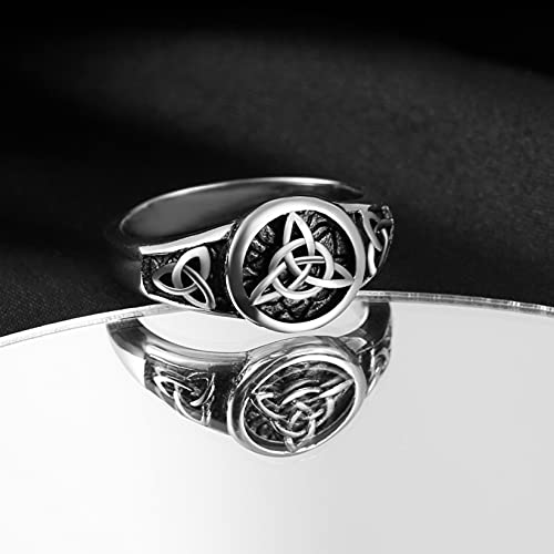 HZMAN Triquetra Trinity Knot Stainless Steel Irish Celtic Knot Ring Jewelry Gift4