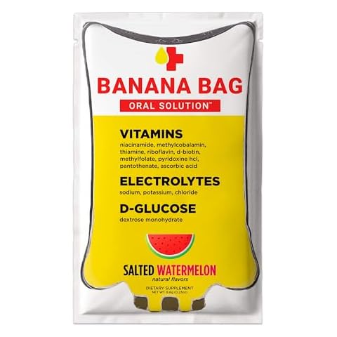 Banana Bag Oral Solution Recovery Packets - I.V. Alternative - Salted Watermelon 15pk: Pharmacist-Formulated for Fast Energy Boost, Rehydration & Wellness. Electrolytes + Vitamin C + Strong B-Complex Cover