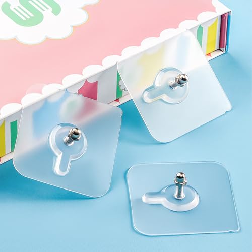 yuejuhe 30 Stück Klebeschrauben ohne Bohren, Klebe Schrauben Transparent, Selbstklebende Schraubstange Wandbefestigung für Badezimmer Duschraum Küche Abstellraum