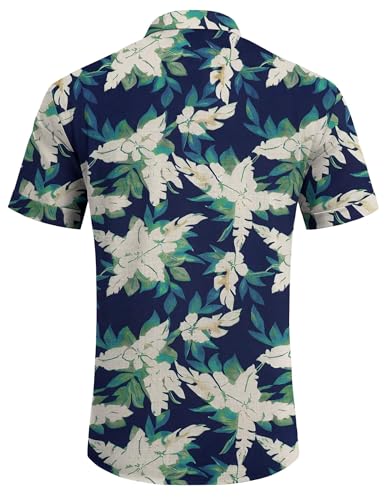 Image of COOFANDY Men's Linen Shirts Short Sleeve Casual Shirts Button Down Shirt for Men Beach Summer Wedding Shirt