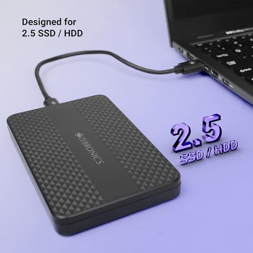Image of Zebronics 2.5 inch SSD /HDD Enclosure, Max. 6TB Storage, Upto 5Gbps Transfer Speed, Tool-Free Slide Design, Type-C 3.1 Gen 1 Connector, Windows, Mac, Linux Support (CSH501)