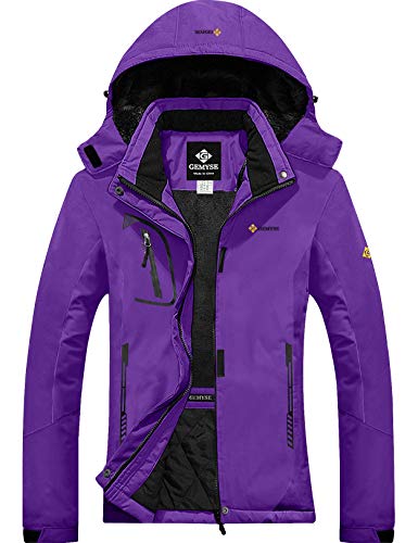 GEMYSE Women's Mountain Waterproof Ski Snow Jacket Winter Windproof Rain Jacket (Purple,Medium)