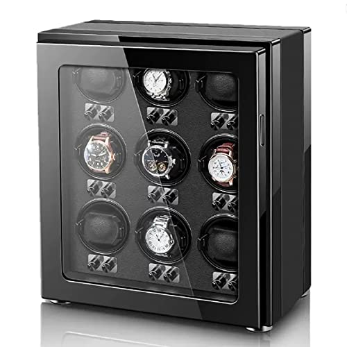 Tecnología Enrollador automático de relojes con motor silencioso Almohadas flexibles para relojes Estuche de almacenamiento de relojes mecánicos de lujo con luces LED Organizador de cajas de relojes