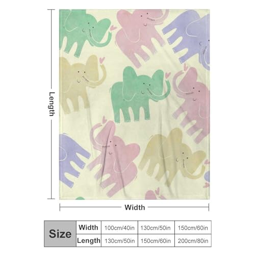 Couverture polaire éléphant rose vert 150x200cm plaid canapé flanelle chaude - 3