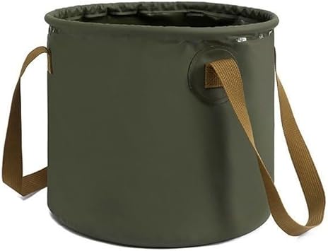 Collapsible Bucket with Handle, 2.6 Gallon10L/5 Gallon20L,Portable Outdoor Basin Bucket, Water Container,Folding Bucket for Camping, Fishing, Hiking, Car Washing,House Cleaning army green, 10L