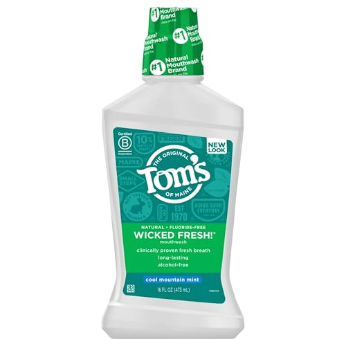 Tom's of Maine Long Lasting Wicked Fresh Mouthwash, Cool Mountain Mint, 16 Ounce, 3 Count