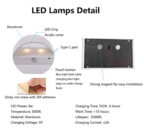 Image of LED Wall Sconce, Dimmable Wall Light with Rechargeable Battery Operated USB, Touch Control, Up Down Wall Mount Lamp for Bedroom Hallway Living Room (White, 3000K)