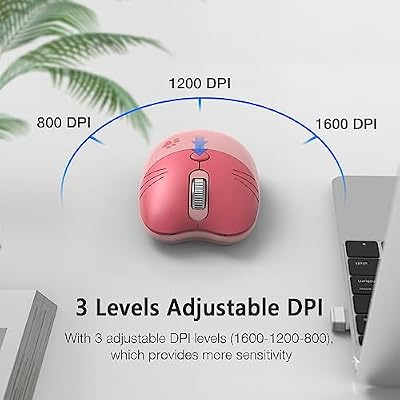 Wireless Compact Silent Mouse with Cute Cat Designs, 2.4GHz Plug and Play Wireless Opatical Mouse with USB Nano Receiver for Laptop/PC/Computer (Pink Cat)