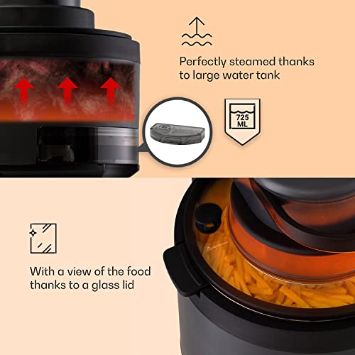 Klarstein Heißluftfritteuse 2-in-1, Airfryer mit Dampffunktion, Heissluftfriteuse zur Schnellaufheizung, Air Fryers mit 6 Programmen, Air Fryer XL, Heißluft-Fritteuse mit Extra-Zubehör, 5 L, 1250 W – Bild 5