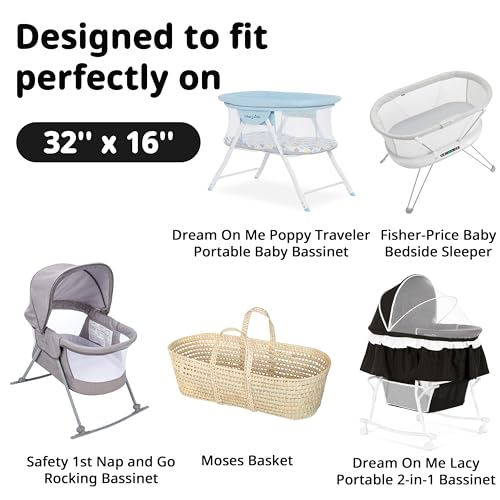 Image of Pro Goleem Muslin Bassinet Sheet for Boys and Girls, Soft Breathable Fitted Cotton Baby Sheets Set for Oval Hourglass and Rectangular Bassinet Mattress, Neutral,1 Pack (Black)