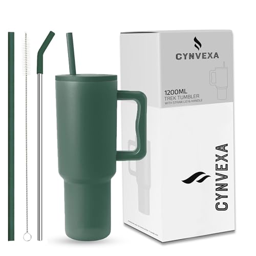 Image of Tumbler with lid and Straw 1200ML Cup Stainless Steel Vacuum Insulated Tumbler for Water, Iced Tea or Coffee 1.2L Office Gym Travelling (40 - Oz - Forest)