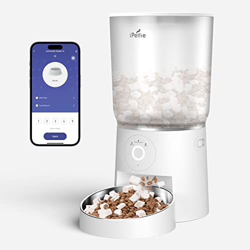 Ipettie Chefhat Wifi Cat Feeder Automatic, 5L/21 Cup Capacity, 1-6 Meals Per Day, 20 Sec Voice Recording, Auto Cat Feeder Dry Food, Cat Self Feeder With Stainless Steel Bowl For Cat And Dog #TOP25