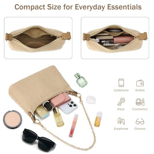 Bolso de hombro de paja para mujer verano pequeño miniatura 5
