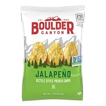 Boulder Canyon Kettle Chips Jalapeno 1.5 oz Bags, Value Pack of 12 18 oz Total Bundled by SUPERDEALS, Gluten Free Kettle Cooked Spicy Potato Chips, Single Serve with Mystery Bonus Gift