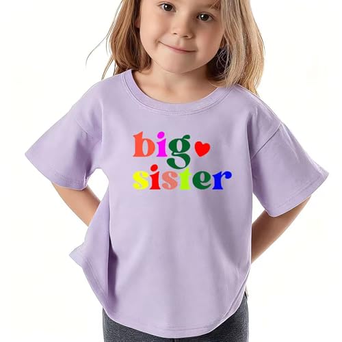 Image of Big Sister Shirt for Girls Toddler Kids Pregnancy Announcement Promoted to Big Sis T-Shirt Summer Short Sleeve Top