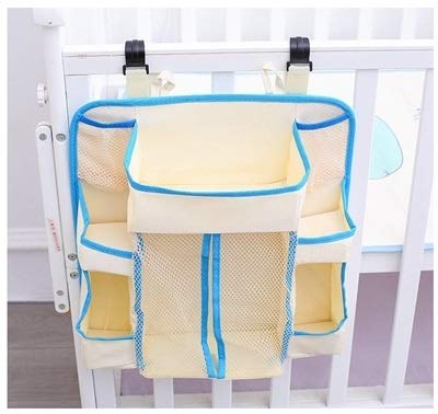 Bolsa multifuncional para colgar en la cama, organizador de juguetes, almacenamiento de pañales, bolsillos para cuna, cama, red dispensadora de hilo para cama (color: blanco)