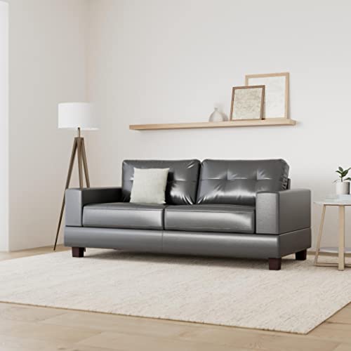 Honeypot Sofa - Jerry 3 Seater Sofa for Living Room - Black Faux Leather Upholstered Couch | Made in EU | Built to Last (Black, 3 Seater) - Image 2