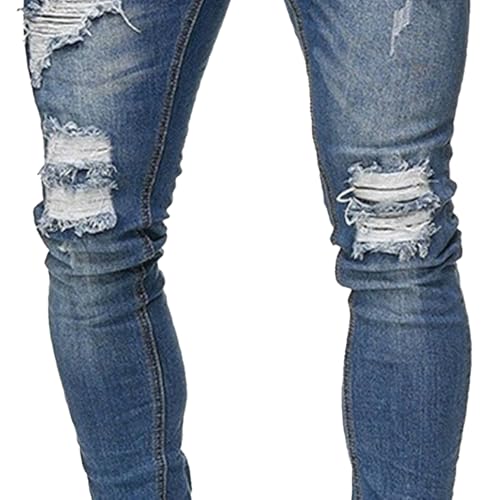 Mens Ripped Jeans Men's Slim Fit Jeans Stretch Destroyed Ripped Skinny Jean Side Striped Denim Pants3