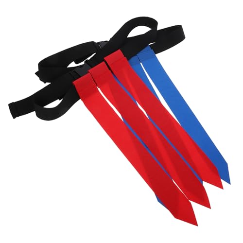 MUSISALY 2pcs Adjustable Football Flag Belts Reusable Waist Flags for Teens Adults Nylon Pvc Material for Outdoor Game Red Each