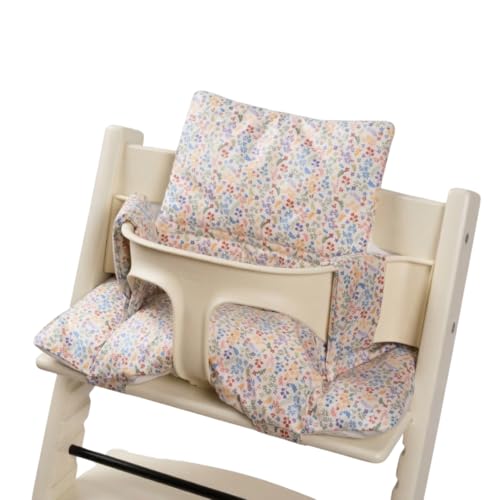 Gembebe Waterproof Cotton Cushion Set, Stokke Tripp Trapp Compatible, 100% Cotton, Flower Garden, 12.0x16.5 inches, 49.5 Counts