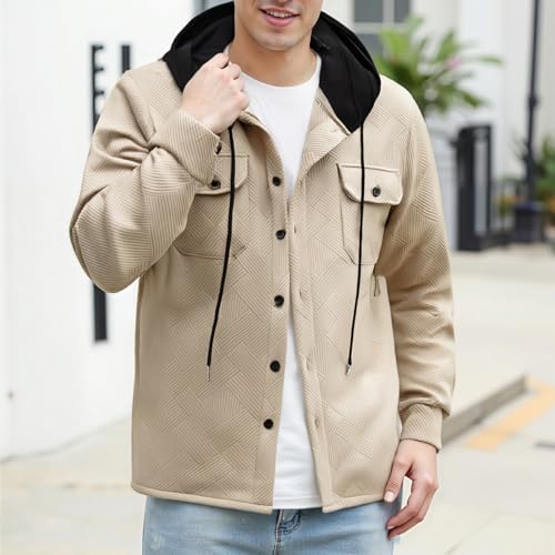 Cambkatl Men's Color Block Shirt Jackets Long Sleeve Button Down Shacket Versatile Casual Hoodies with Chest Pockets2
