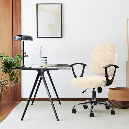 Miniatura 2 de Funda Para Silla De Oficina Jacquard Funda De Silla De Oficina Elástica Fundas Sillas Modernas Lavable Fundas Para Sillas Giratoria Protector De Funda Para Silla De Oficina No Sillas Y-Blanco, 2