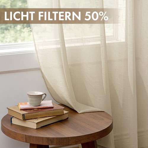 Cortinas efecto lino de alta calidad Woaboy con ojales para un diseño interior sofisticado 4