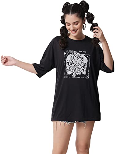 Image of KOTTY Women's Oversized T-Shirts | Cotton Blend||Stylish Prints & Solids||Long Length||Loose fit
