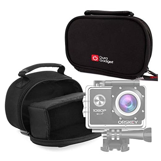 DURAGADGET Funda De Neopreno para Cámara Deportiva ORSKEY R11, Pawaca SQ11, TOPOP GDTPOD009AB-DEAE1, Vbestlife Mini DV Sports Camera + Gamuza Limpiadora - ¡Ideal para Cámara Deportiva Viajes!