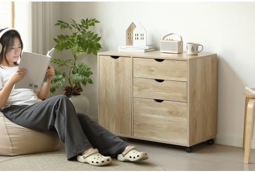 キャビネット幅80 北欧 サイドボード チェスト キャスター付き